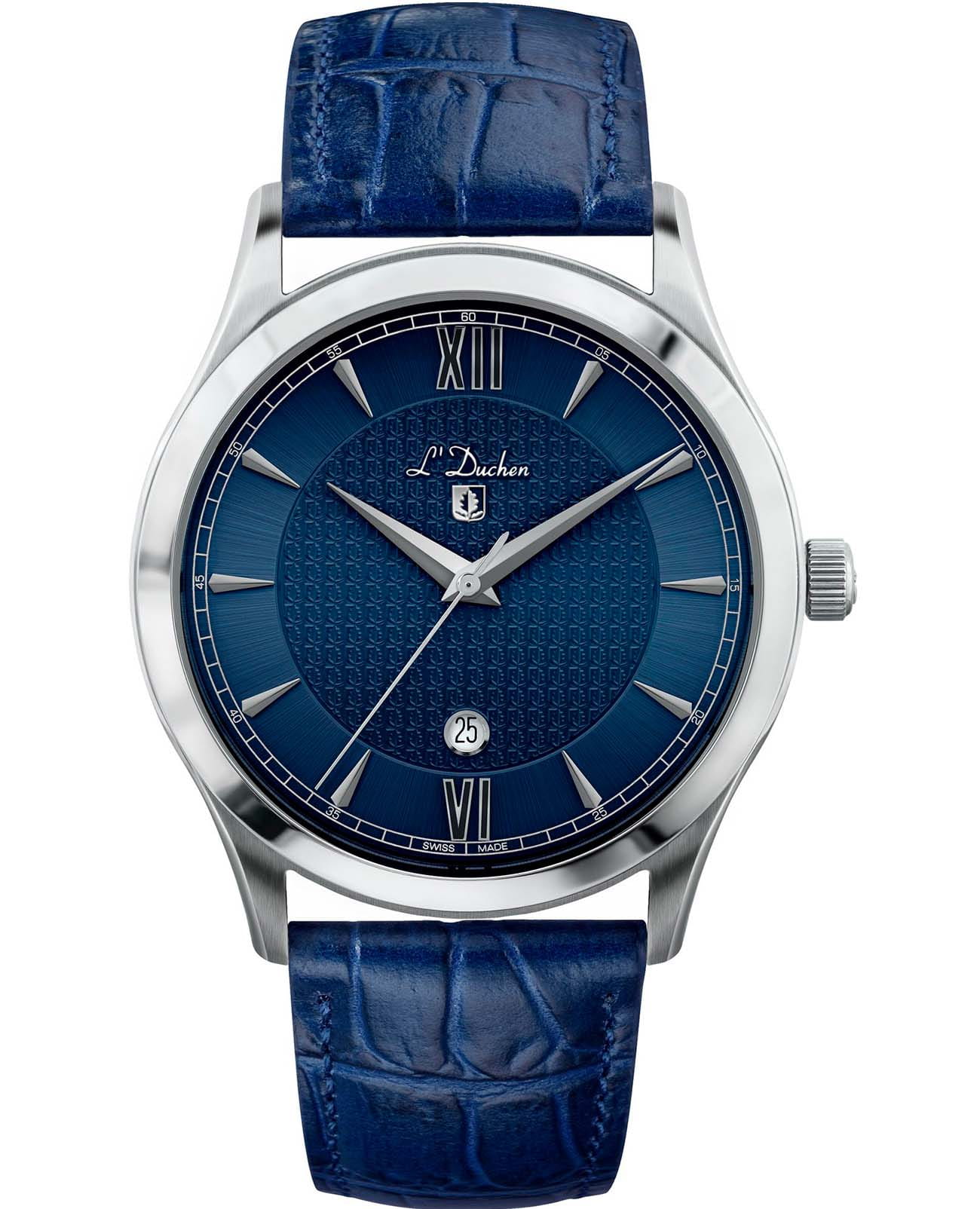 L'Duchen L'Duchen Carcassonne D 761.13.17  D 761.13.17 кварцевые мужские часы синий циферблат, браслет кожаный — вид спереди